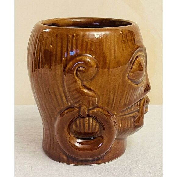 Tiki Mug Ceramic Hawaiian Cocktail Mug 4"- 17 ozDW 546 Brown - Picture 3 of 9
